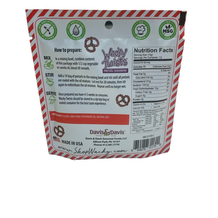 Davis & Davis Gourmet Foods - Wholesale Pretzels - 36 PCS Counter Display of Candy Cane Wacky Twist - 3oz
