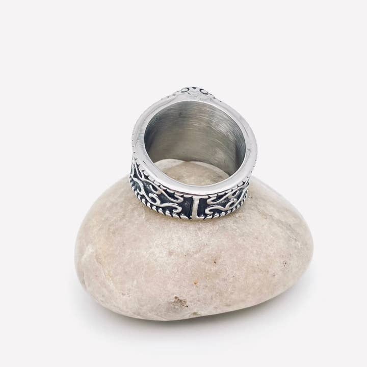 Mio Queena - Wholesale Signet Ring - Viking Crow Thor's Hammer Men's Stainless Steel Ring - MJ/MR3