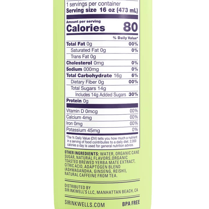 Sir Inkwell's Health Curiosities - Wholesale Health/Detox Tea - Adaptogen Infused Blood Orange & Mango Yerba Mate (12 Cans)3