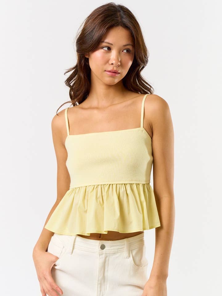 IBT26477 Peplum Sweater Cami Crop Top for wholesale by Blue Blush