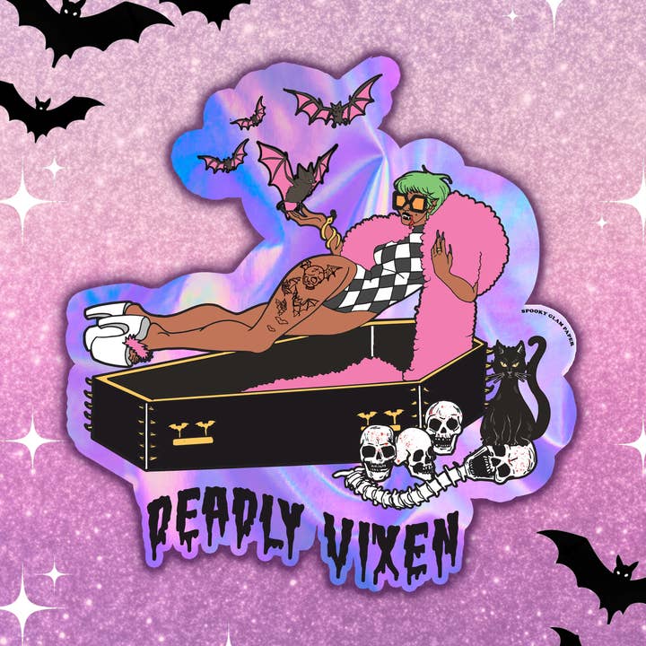Deadly Vixen Sticker(6 pack) for wholesale by Spooky Glam Paper
