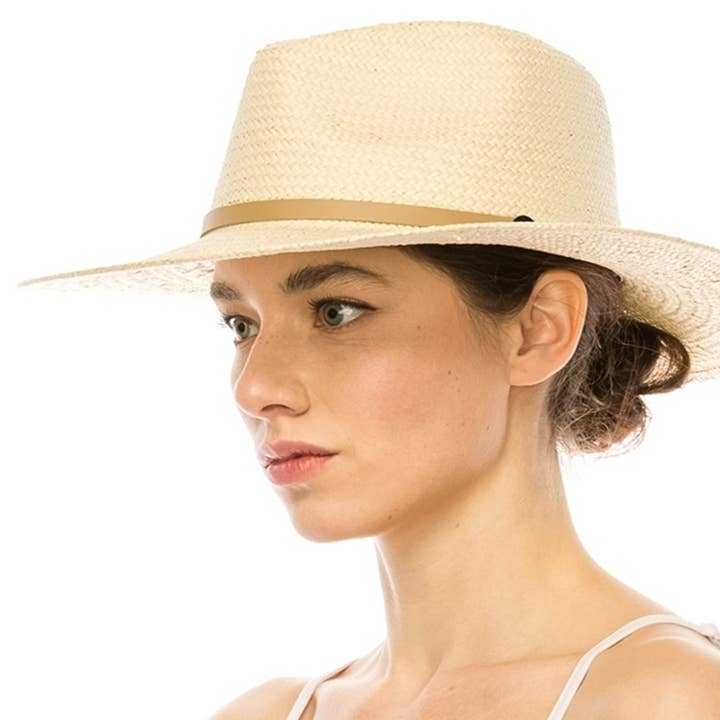 Chapéu Panamá de Palha Toyo Marfim Feito à Mão por atacado de Portia Hat