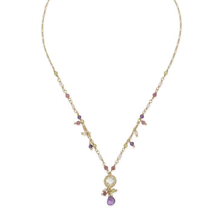 Halskæde med grøn ametyst vedhæng | Rose for engroshandel hos ISHWARA JEWELS