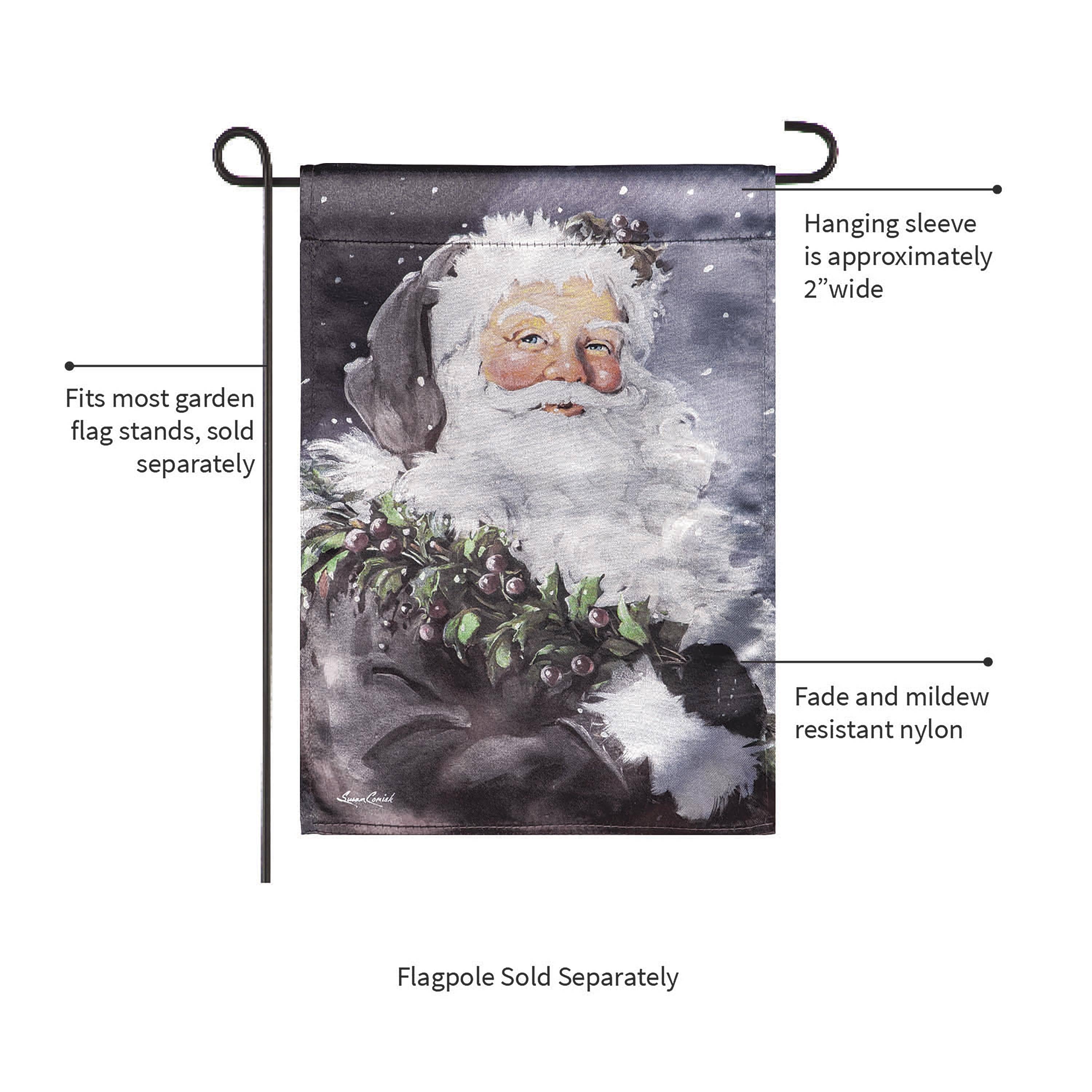 Evergreen Enterprises - Wholesale Flag - Santa in the Winter Lustre Garden Flag3