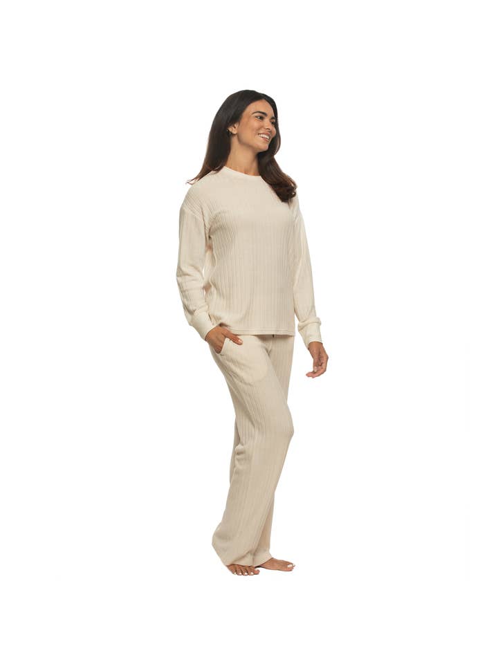 Crystal Gray CYG Serena Brushed Rib V-neck Pullover and Pants Set - CrystalGr for wholesale on Faire1