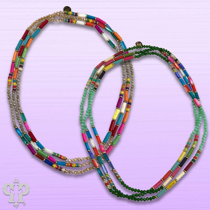 Pink Panache Brands - Wholesale Beaded/Pearl Necklace - Vibrant multi-color endless strand necklace