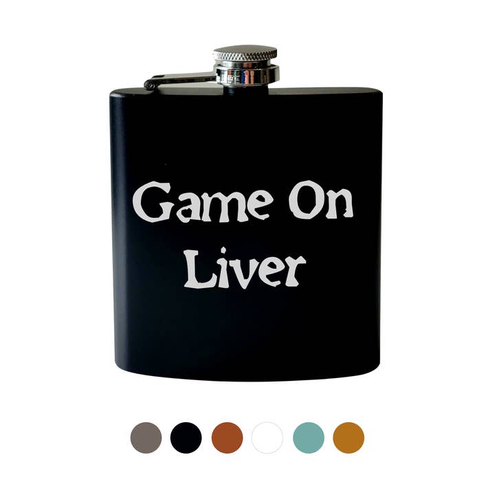 Flask- Game on Liver for wholesale by Beckman Design