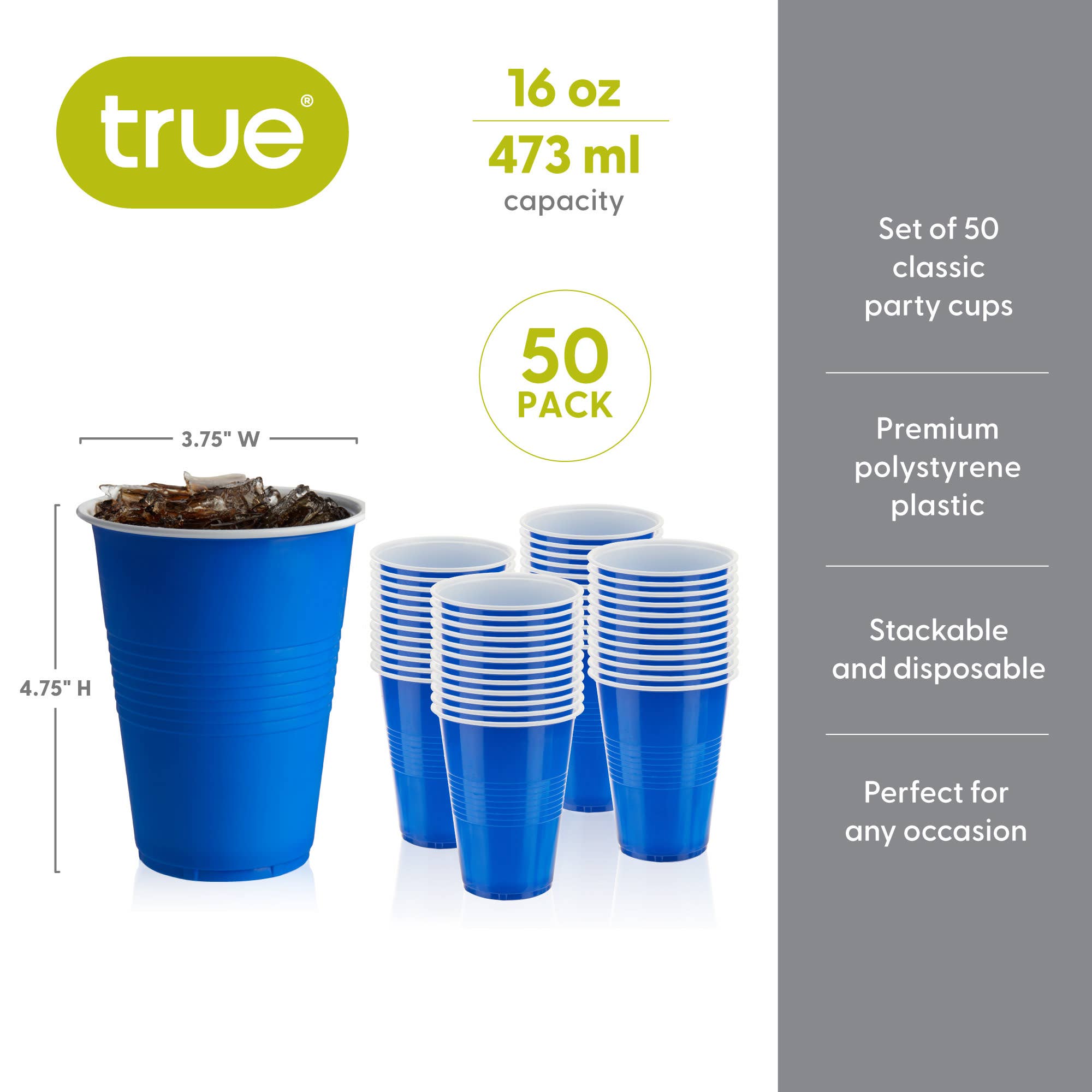 TRUE - Wholesale Disposable Cup - Party Disposable Plastic Cups Pack of 50 ASST COLORS26