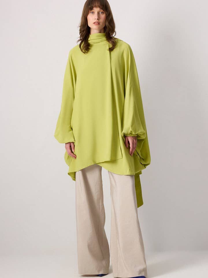 DRAPED TURTLENECK VISCOSE KIMONO TOP for wholesale by Touché Privé