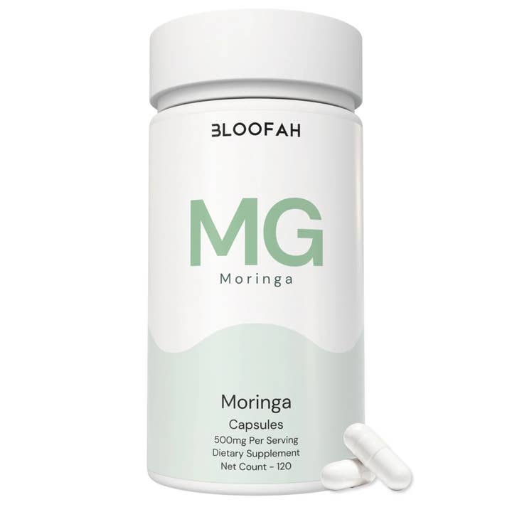 Bloofah MG – Capsules de Moringa 500mg | Nutrition et soutien à la vitalité quotidienne (120 capsules) pour la vente par Bloofah