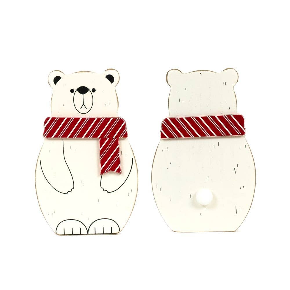 Devanie At Home (Formerly Adams & Co.) - Wholesale Christmas Decoration - 71304 - 4x6 chunky wood shape (POLAR BEAR) Christmas Decor