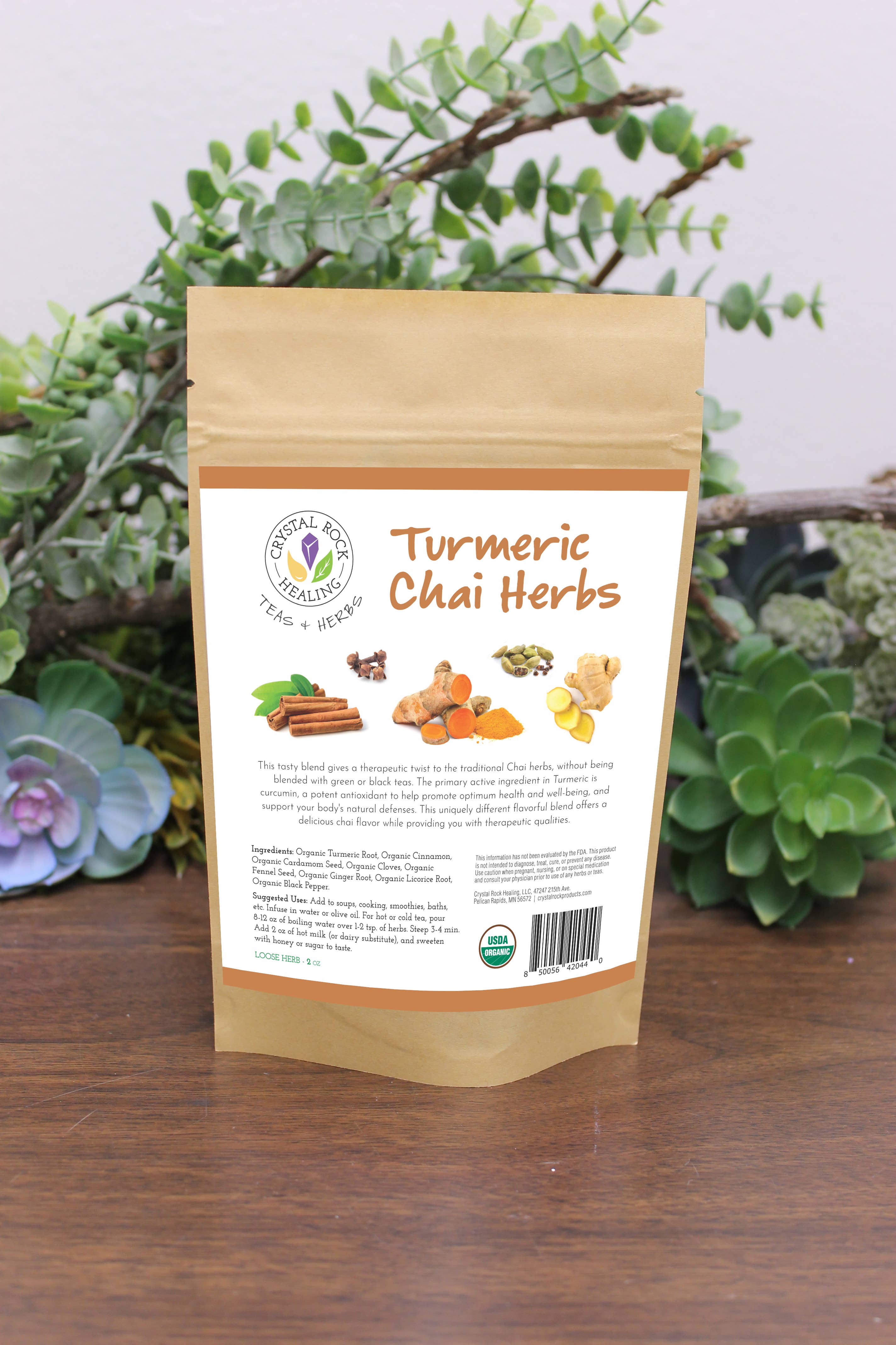 Crystal Rock Healing, LLC - Wholesale Loose Tea - Turmeric Chai Loose Herbs 2oz Organic