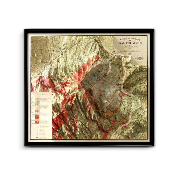 Mapa geológico Mont-D'Or Lyonnais 1865 para venta al por mayor de Finke