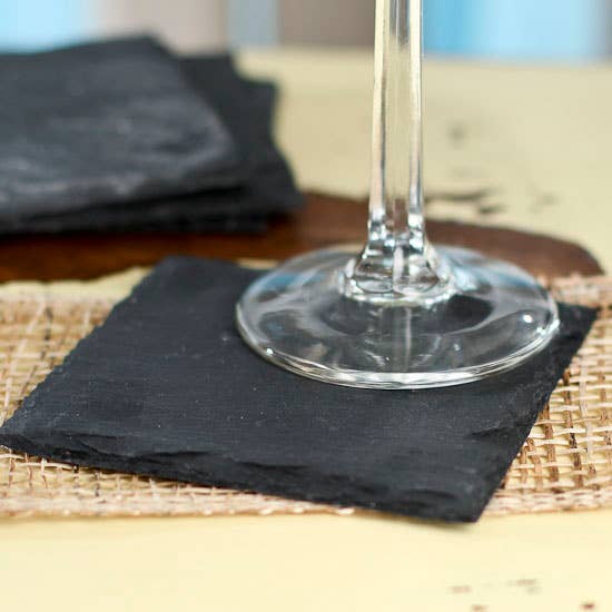 Factory Direct Craft - Wholesale Coasters - Set of 4 Square Natural Slate Coasters -