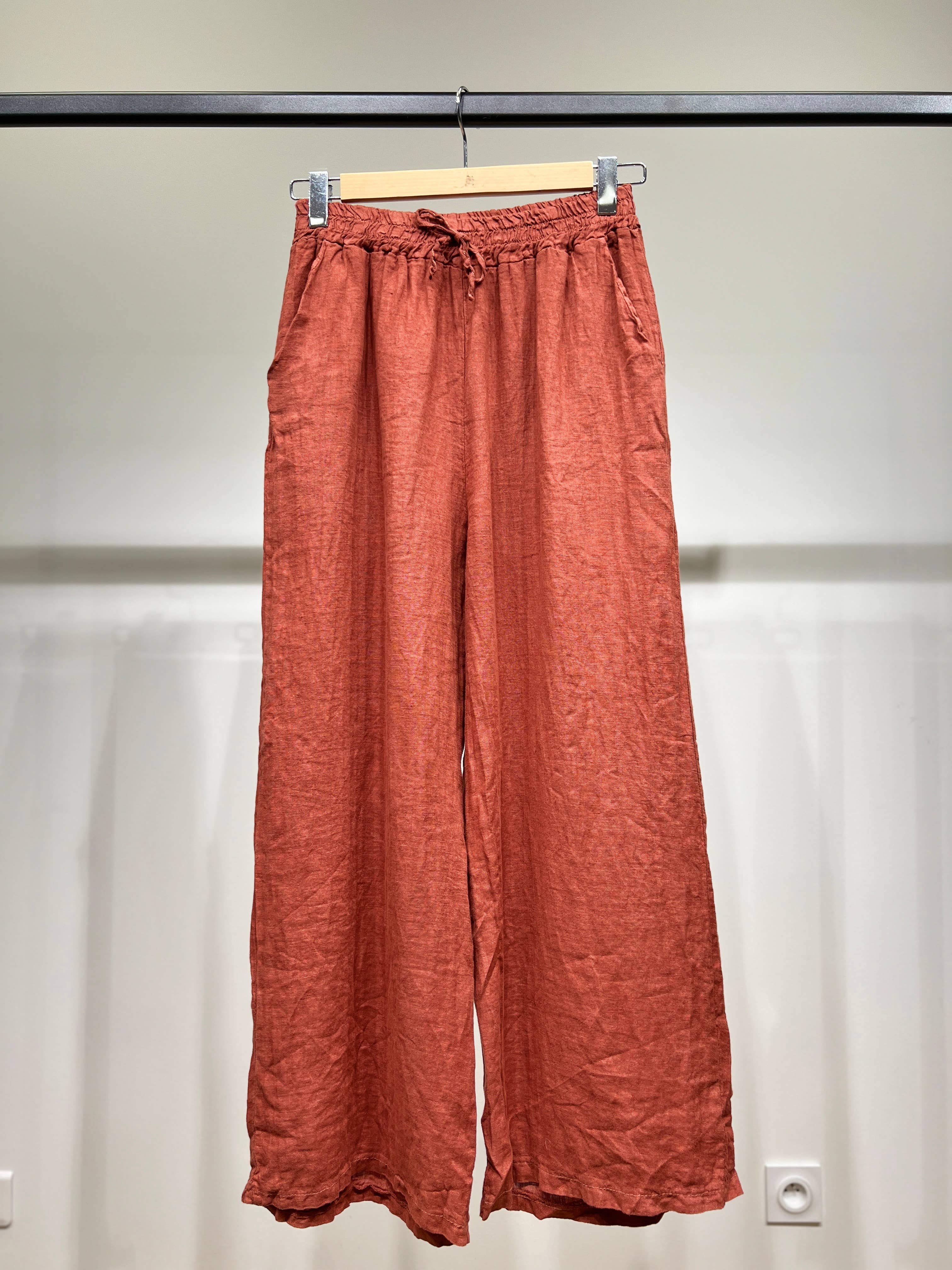 L'Emotion - Wholesale Pants - Women's - Wide Leg Elastic Waist Drawstring Pants 100% Linen10