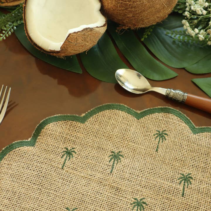 Klatso - Wholesale Placemat - Palm Tree Burlap Placemat