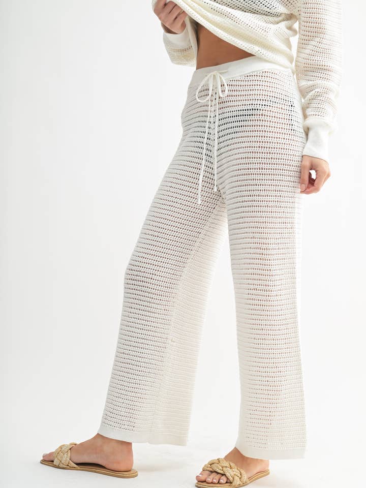 Mono B - Wholesale Pants - Women's - Breezy Crochet Wide-Leg Pants