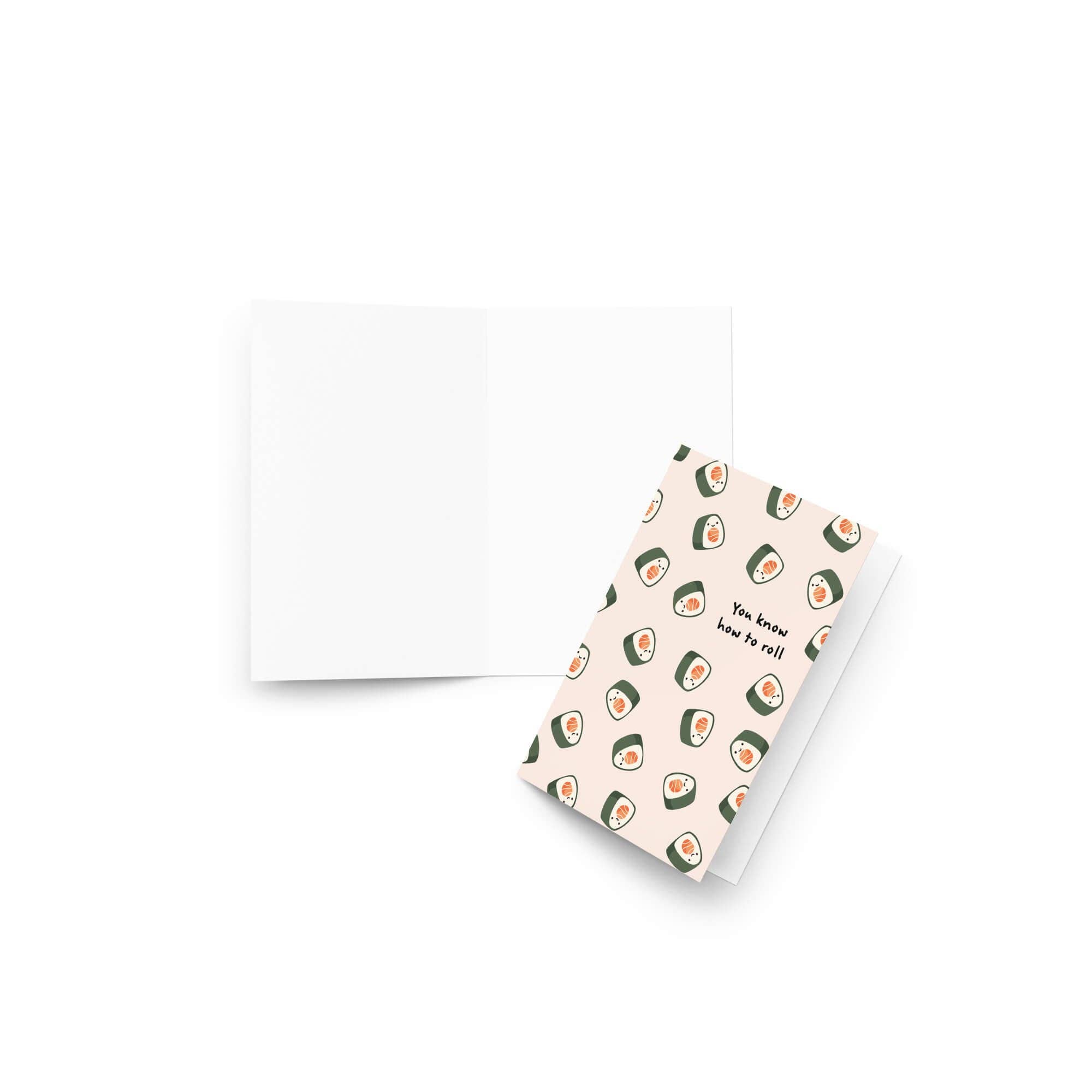 Cute Asian Cards - Wholesale Everyday Greeting Card - You Know How to Roll Japanese Greeting Cards | Salmon Sushi Maki Food7