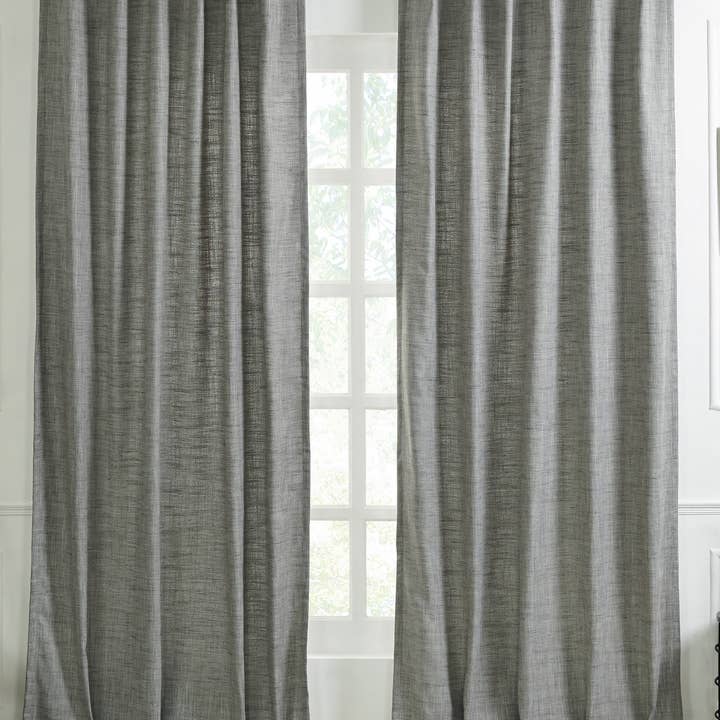 Classic Textured Linen Curtain, Grey for wholesale by India's Heritage