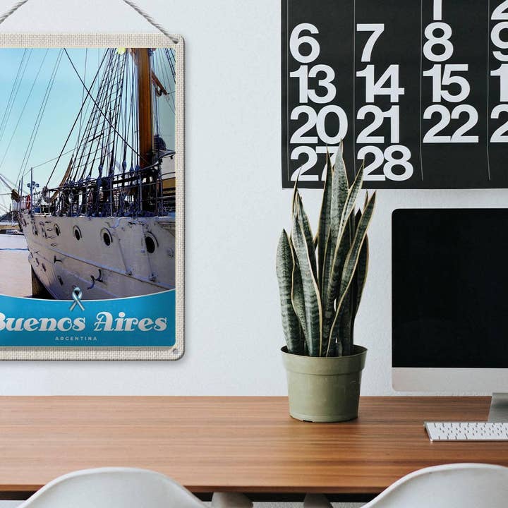 Femer – Großhandel Schilder – Blechschild Reise 20x30 cm Buenos Aires Argentinien Schiff Schild tin sign