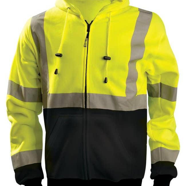 Felpa, 9 oz, fondo nero, retro a «X», zip intera con cappuccio per la vendita all'ingrosso da parte di Hyperkewl / Miracool Occunomix