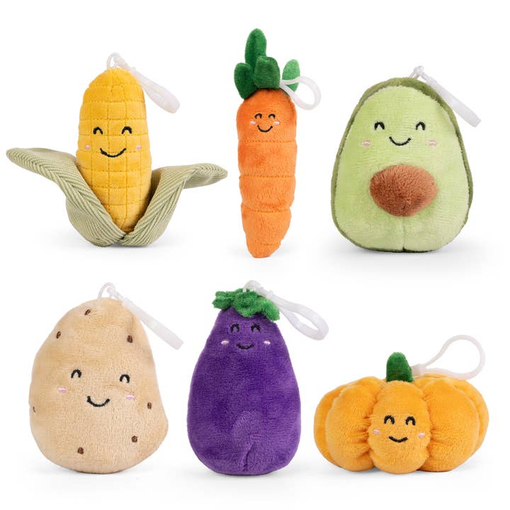 Little Living Nature Clips Vegetable Plush Keyrings for wholesale by Keycraft