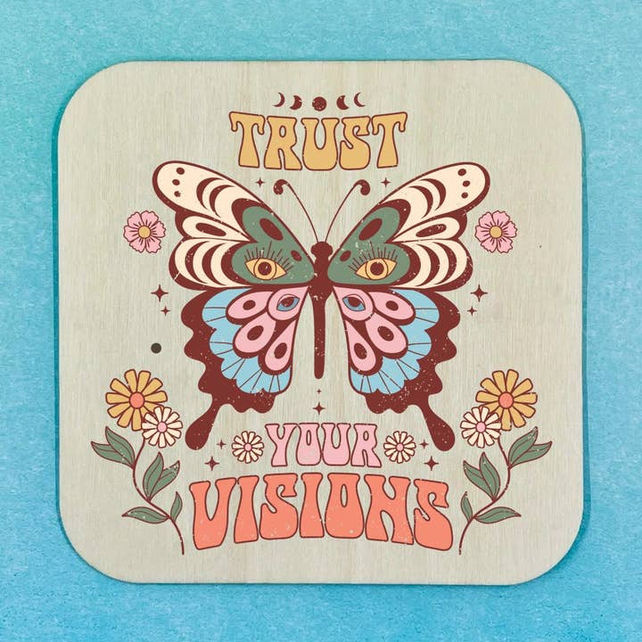 Sous-verre en bois - Faites confiance à vos visions pour la vente par 143 Gumdrops