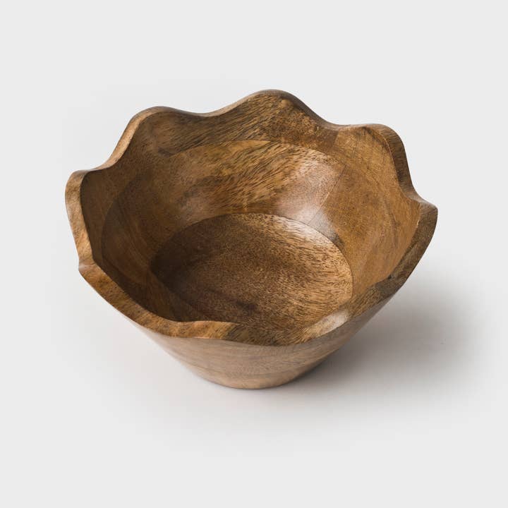 Mela Artisans - Wholesale Serve Bowl - Scalloped Wooden Bowls