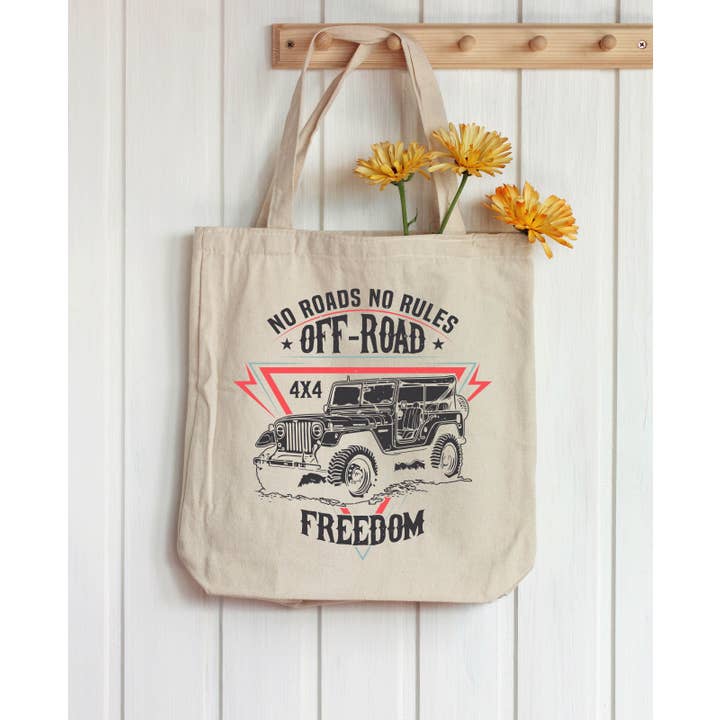 Borsa Tote in Tela Grafica Jeep Senza Strade Senza Regole per la vendita all'ingrosso da parte di PINK NABI