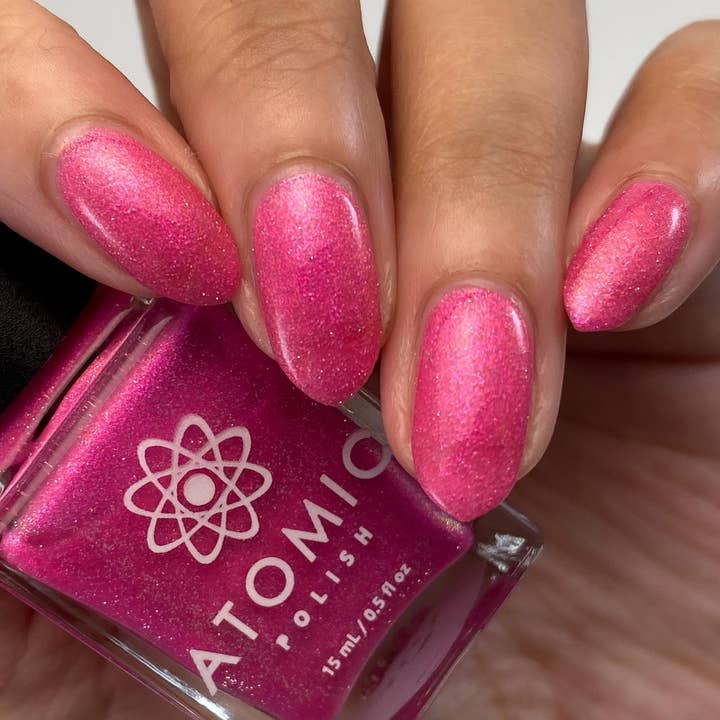 Atomic Polish - Wholesale Nail Polish - Glucose Pink Nail Polish with Silver Glitter3