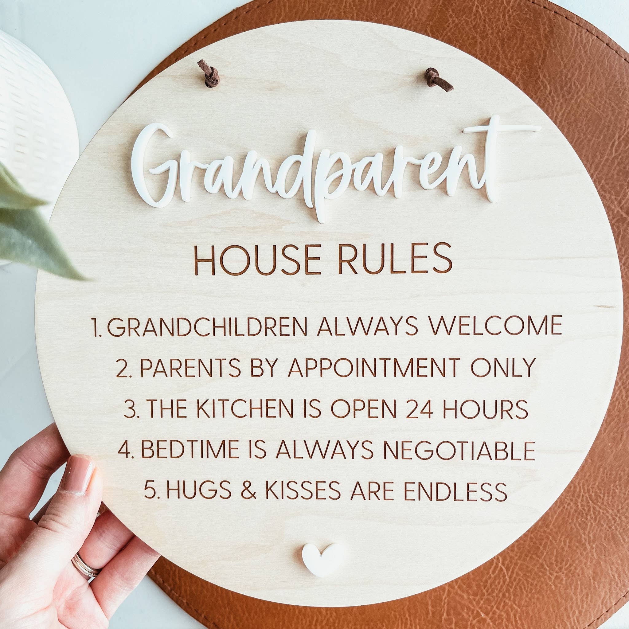 Knotty Design Co. - Wholesale Sign - Grandparent House Rules Engraved Pennant Sign1