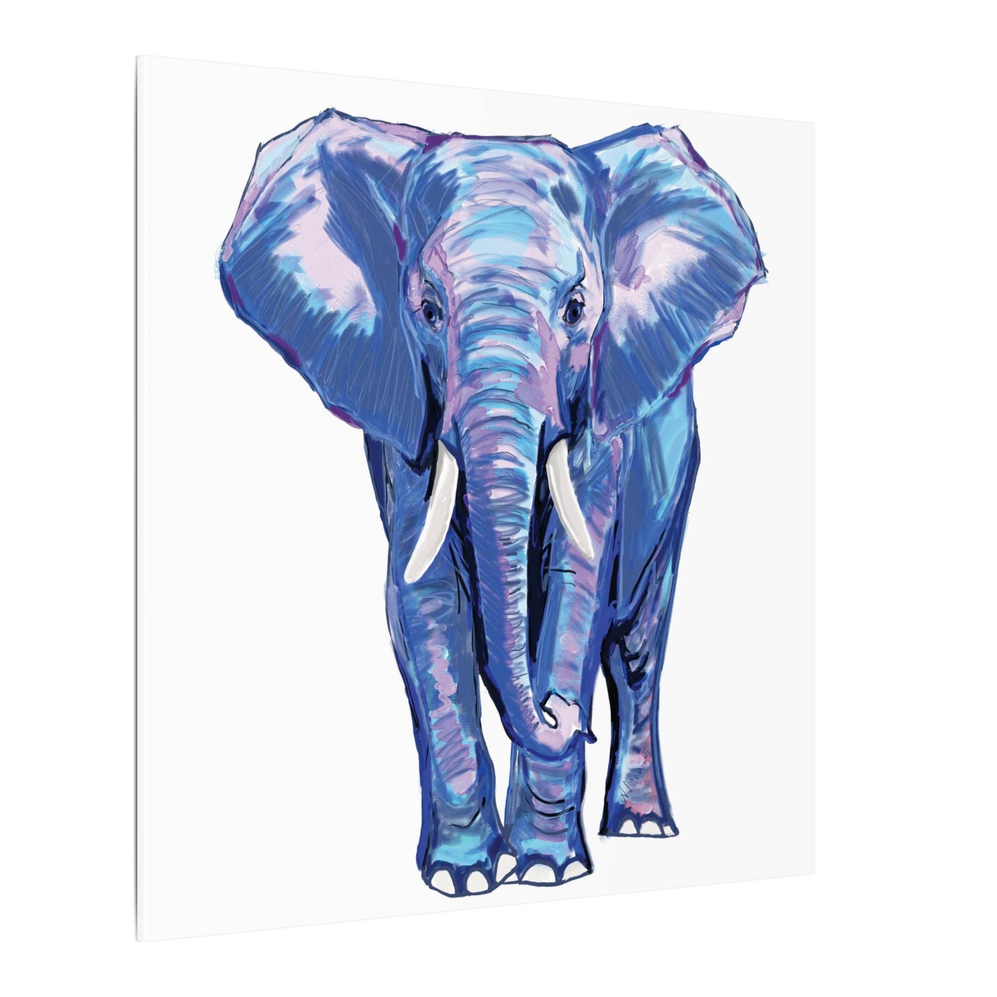 Blue Cava - Wholesale Art Print - Blue and Pink Elephant Canvas Art - Colorful Elephant Wall Décor63