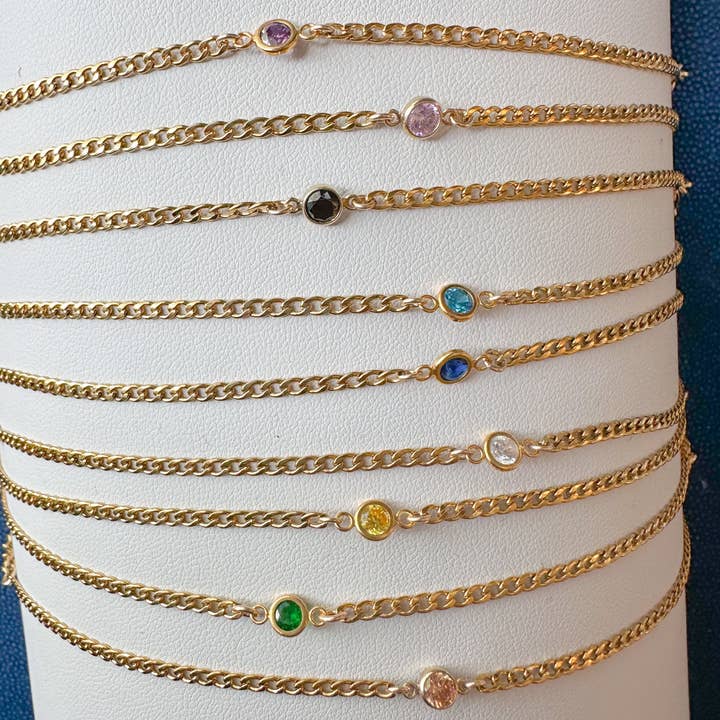 DRIP JEWELRY - Wholesale Link & chain bracelet - Birthstone Connected Bracelet or Necklace10