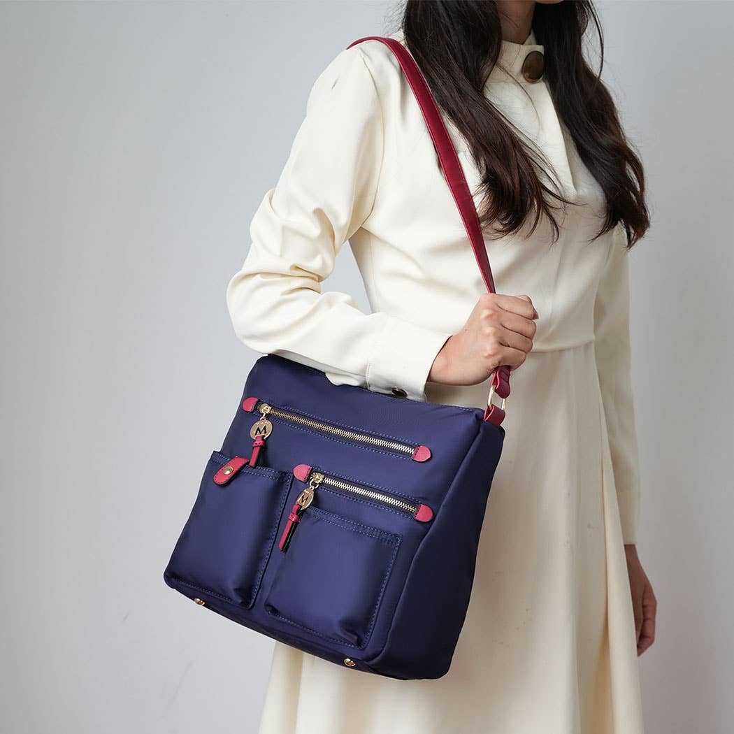 MKF Collection - Wholesale Shoulder Bag - Women's - Serena Color-Block Nylon Women Shoulder Handbag by Mia K13