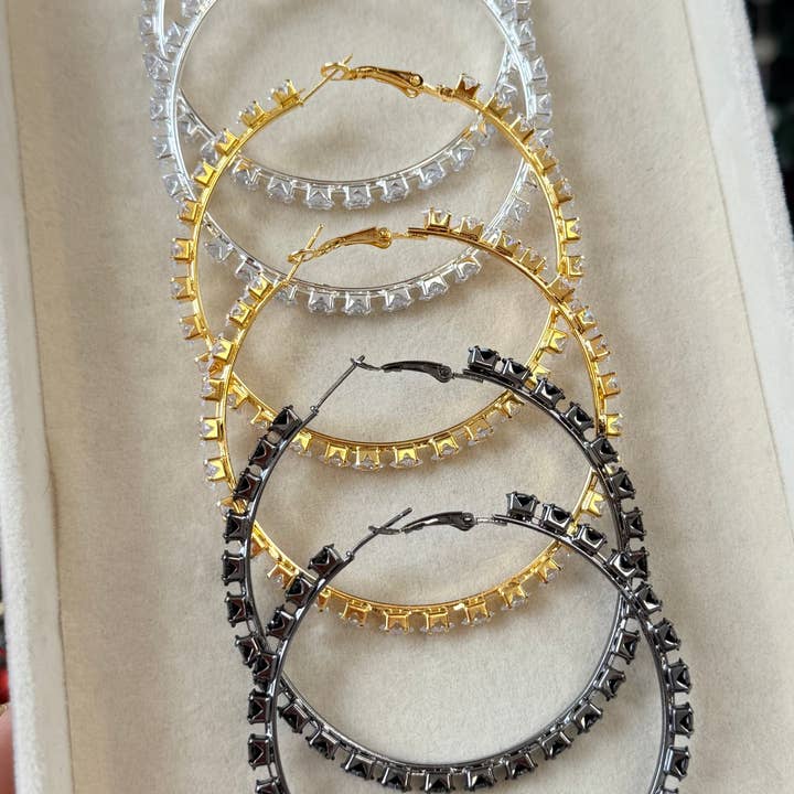 Créoles Cristal de Minuit pour la vente par E ACCESORIES JEWERLY