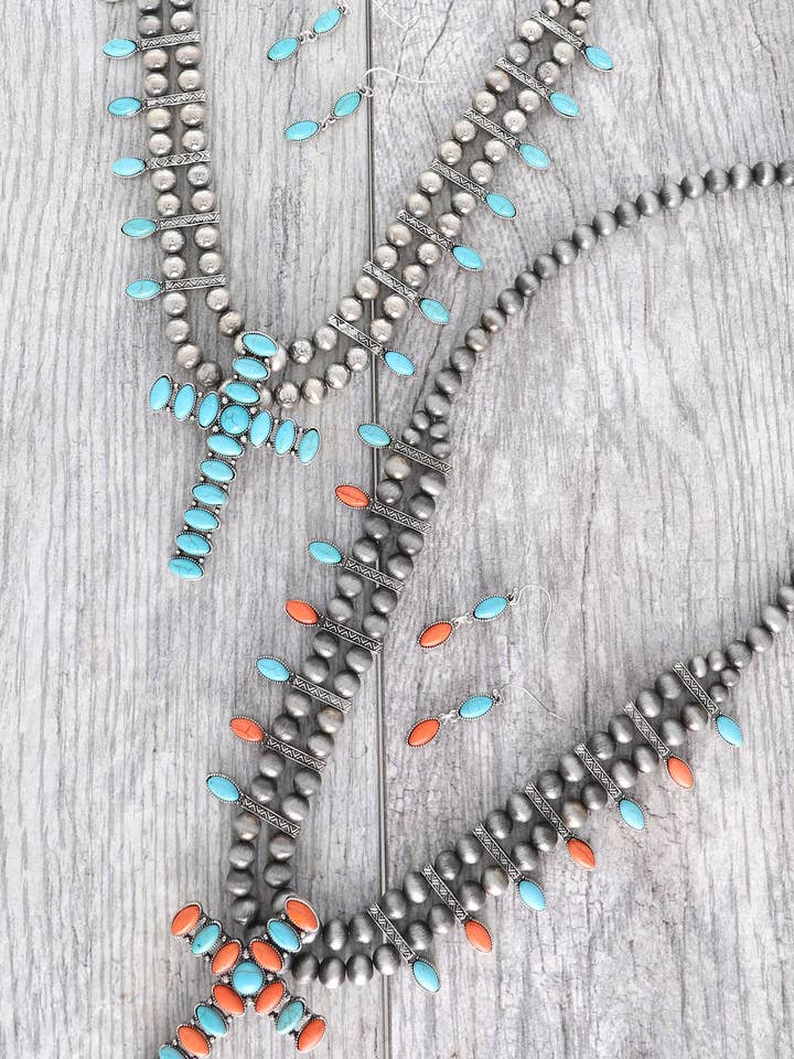 Western Navajo Pearl Cross Necklace Set for wholesale by SP Sophia Collection