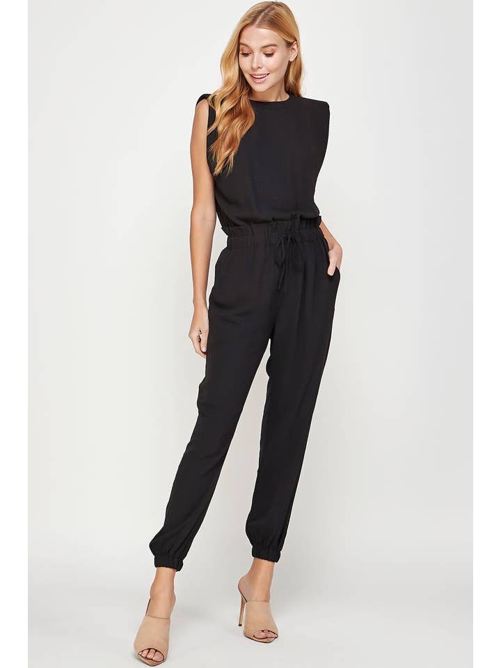 Strut & Bolt - Wholesale Jumpsuit - Women's - Shoulder Muscle Padded Sleeveless Jogging Jumpsuit