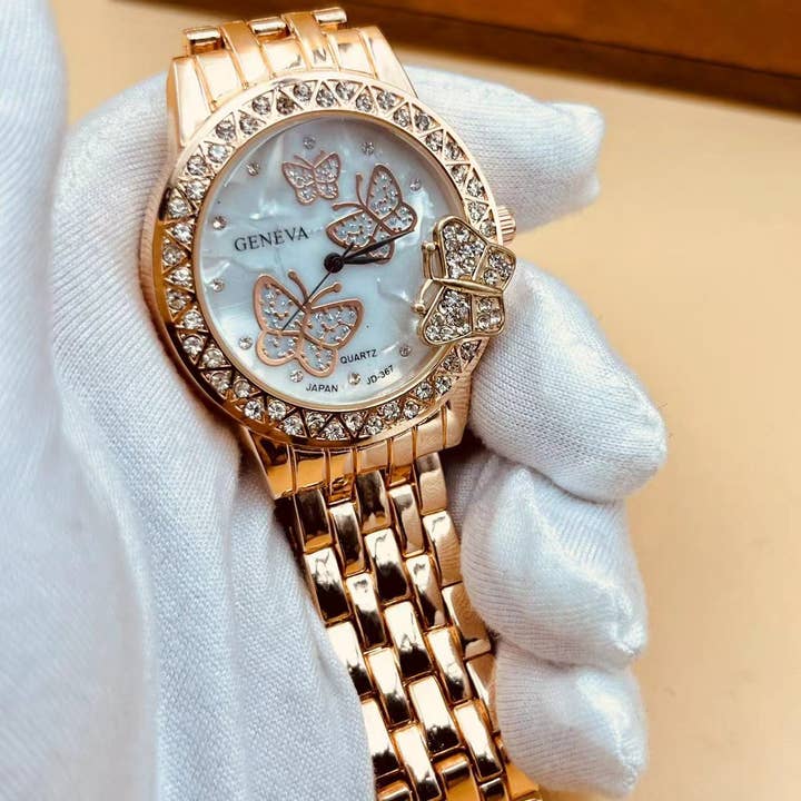 Women's Gold Butterfly Watch for wholesale by WoodWristCo