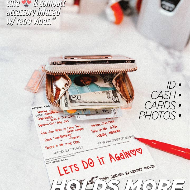 Fydelity - Wholesale Wallet - Unisex - 70264: Cassette Tape Wallet | Rose Gold Chrome6