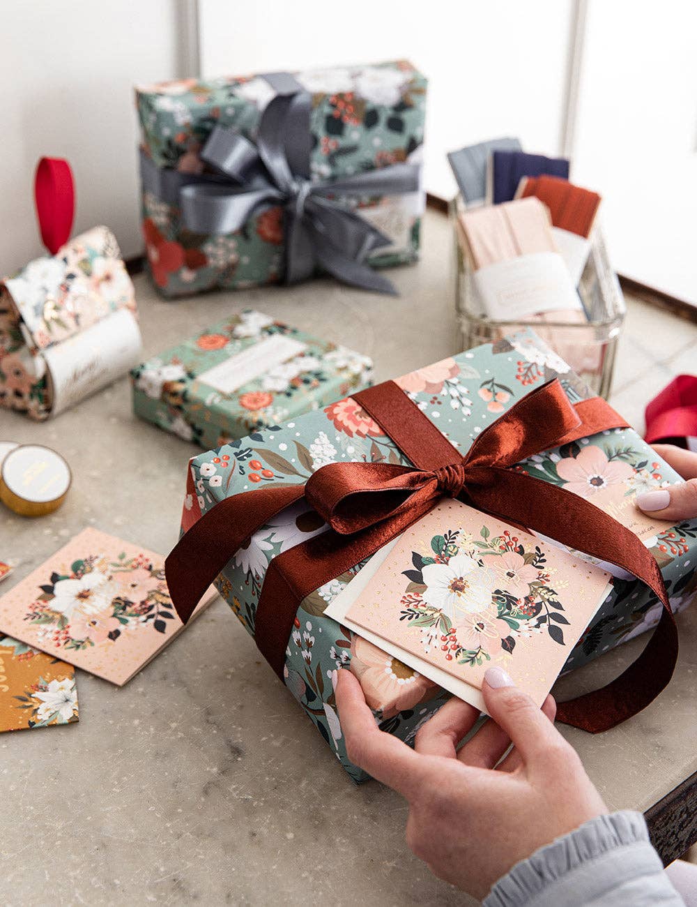 Bespoke Letterpress - Wholesale Flat Wrap - Christmas Ornaments / Floral Fields 6pk Gift Wrap8