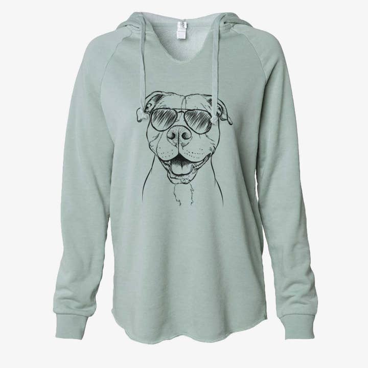 Inkopious - Wholesale Hoodie - Women's - Aviator Roscoe the Pitbull - Cali Wave Hooded Sweatshirt6