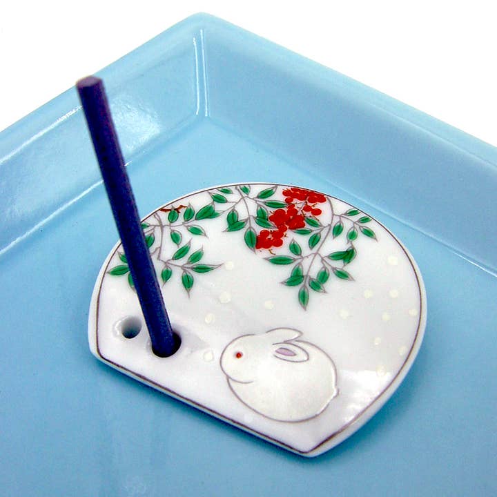 Shoyeido Incense - Wholesale Incense Holder - White Rabbit Porcelain Incense Holder