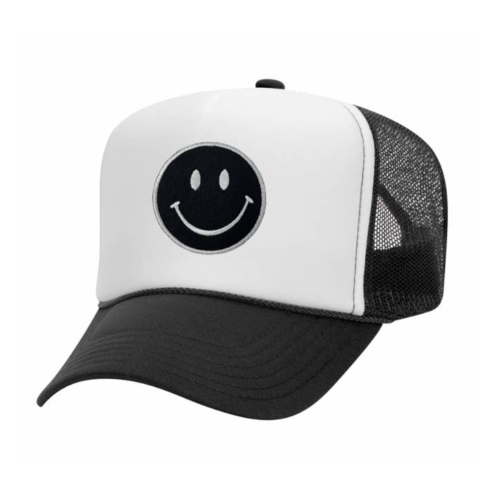 Black & White Smile Trucker Hat for wholesale by Breaker One Nine Customs