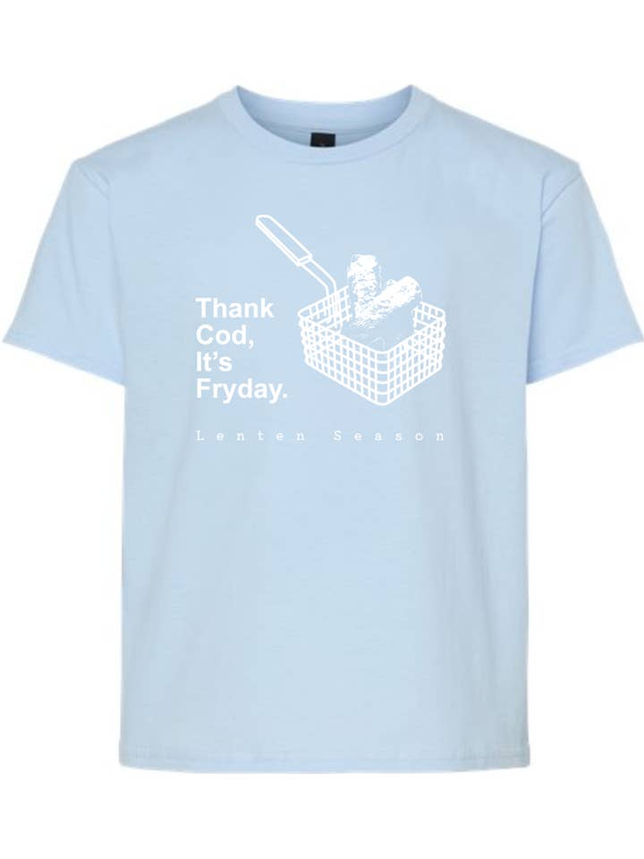 Sock Religious - Wholesale Screen-printed t-shirt – Kids - TCIF Thank Cod, Its Fryday - Fish Fry Youth T-Shirt4