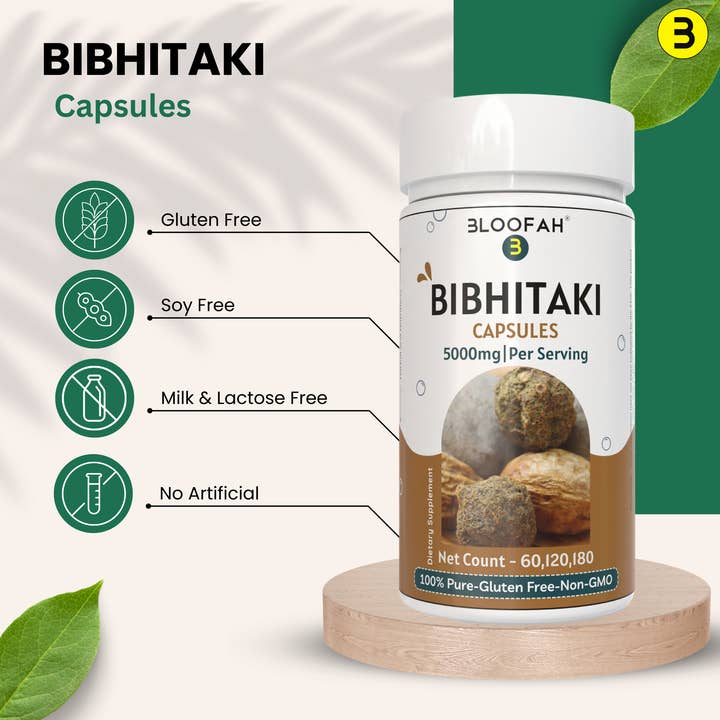 Bloofah - Wholesale Voedingssupplement/vitamine - Bloofah Bibhitaki Capsules 500mg | 100% Natuurlijk Bibhitaki (Terminalia bellirica) Vruchtenpoeder Extract 10:1 Per Portie 5000mg | Glutenvrije & Non-GMO Formule voor Algehele Gezondheid en Welzijn