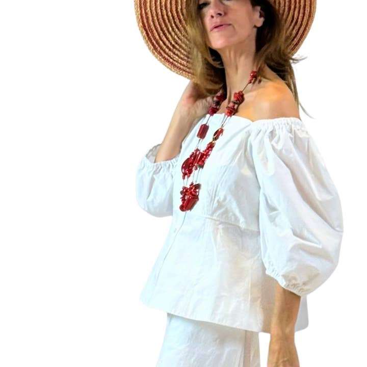 Top Peplo in Popeline di Cotone Convertibile per la vendita all'ingrosso da parte di Dawn Bacchus