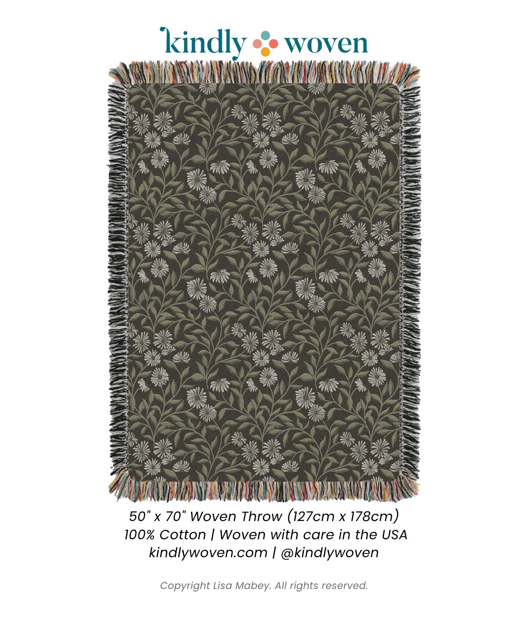 Kindly Woven - Wholesale Throw Blanket - May Blanket – Bramble - Artist Collab – Fringe – USAmade3