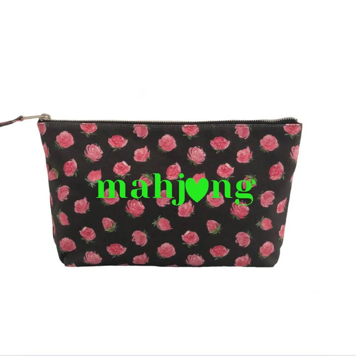 Mahjong con Bolsa de Azulejos de Corazón - Floral Negro NUEVO! para venta al por mayor de Quilted Koala