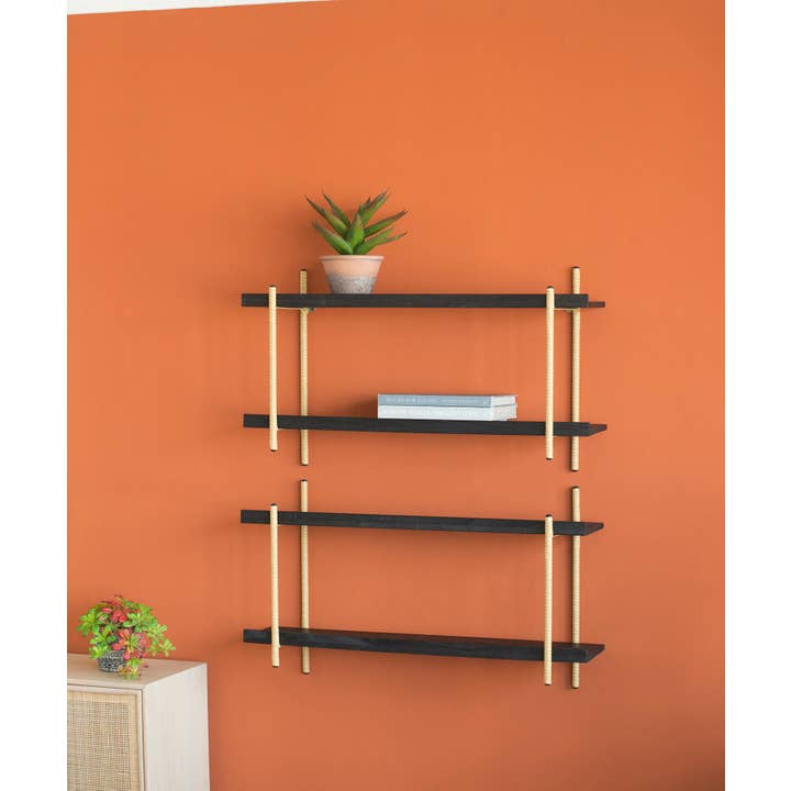A&B Home Group Inc. - Wholesale Free-standing shelf - 36x10x20.5" Two Tiers Shelf - Black/Brown8