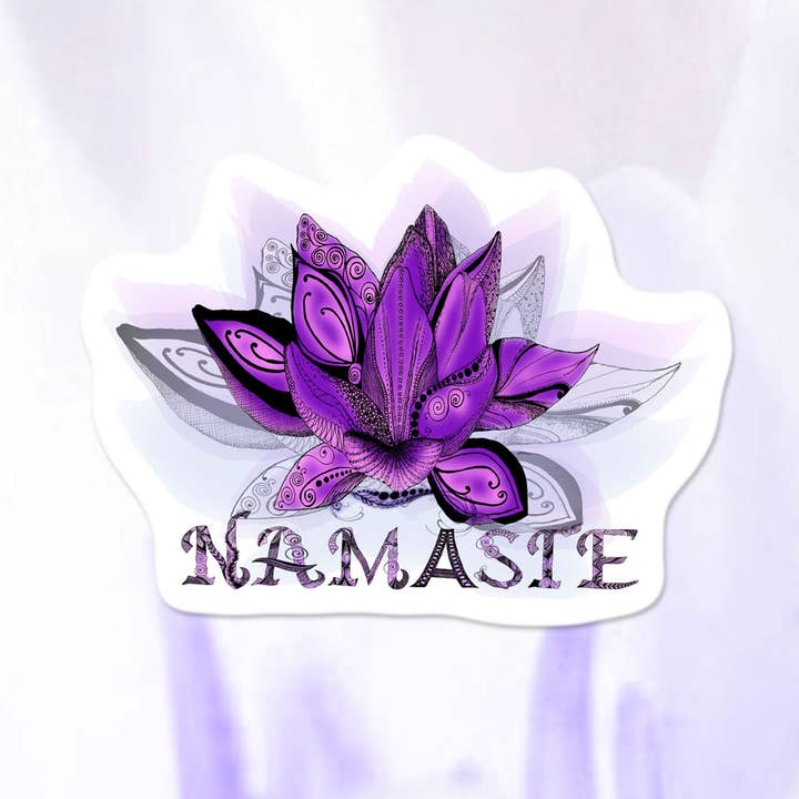 Adhesivo Namaste Lotus, sencillo saludo espiritual de paz para venta al por mayor de Katekreates